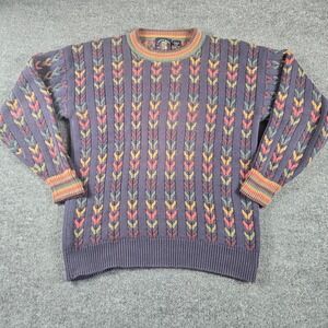 Salty Dog Sweater Mens Large Purple Vintage Cotton Chevron Cable Knit